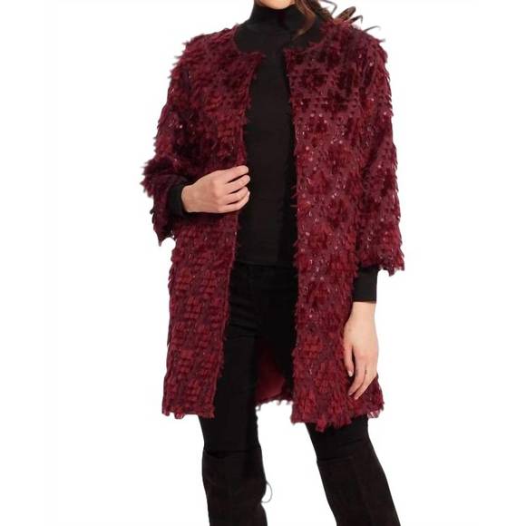 NEW EVA FRANCO car coat in sangria fizz - Picture 1 of 3